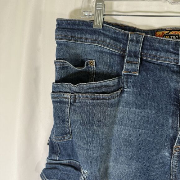 M Tac Tactical Den. Cargo Jeans Men's 34x30 Dark Wash Blue Denim Cotton Blend - Picture 6 of 16